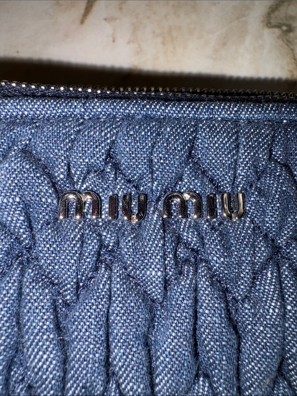 Miu Miu Quilted Denim Crossbody Clutch in Dark Blue - Picture 8 of 8